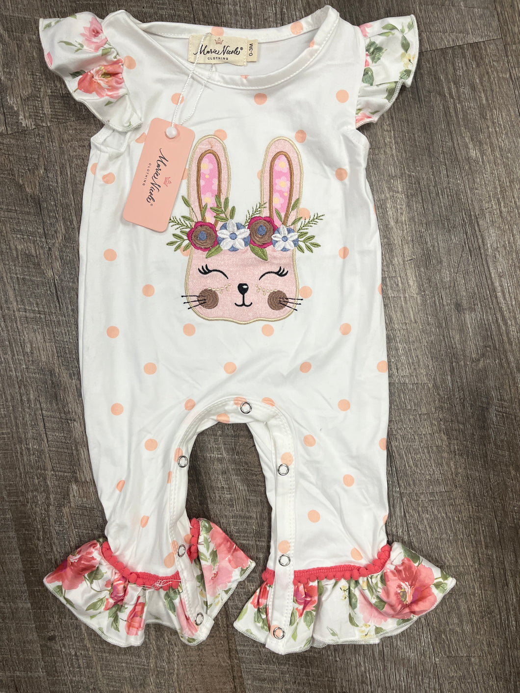 PINK POT A DOT ROMPER-0/3MO