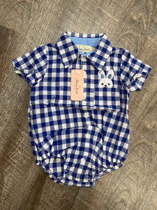 BLUE GINGHAM BUTTON DOWN-6/12MO