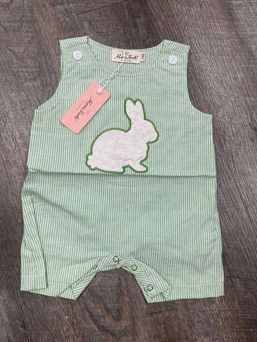 GREEN BUNNY ROMPER-3/6MO